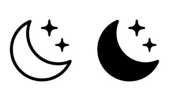Moon and Stars Icon. Sleep or Nighttime Symbol. vector