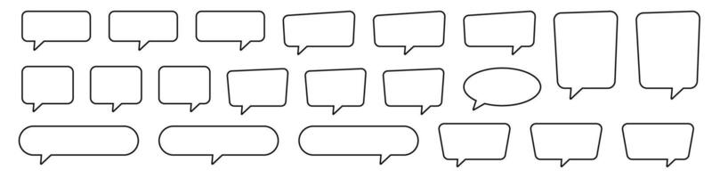 Linear Style Chat Bubbles and Balloons Set. vector