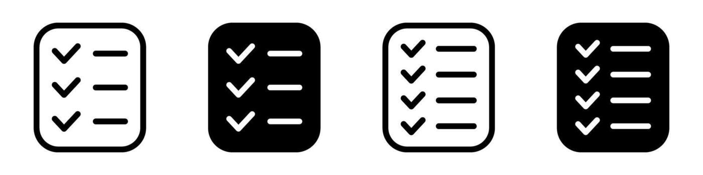 Checklist icon sets. Check list icon. Document icon, questionnaire symbol. vector