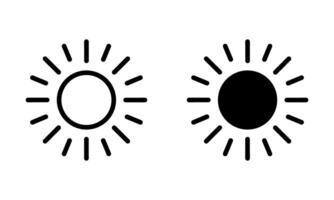 Sun Icon Set. Line and Solid Style. vector