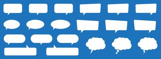 White speech and thought bubble shapes in comic style. Blank text boxes for storytelling, communication, comic books, and graphic design. vector