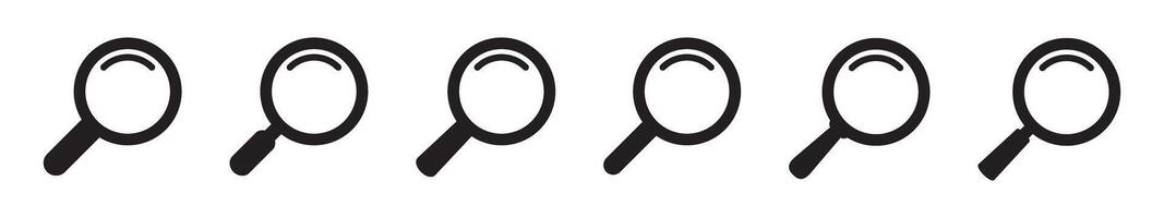 Search Icons Set - Magnifying Glass and Magnifier Symbols for UI and Web Design. vector