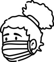 Made in UK Of a girl wearing a face mask icon outline style. vector