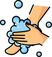 Made in UK Hygiene starts with the simple act of hand washing with soap line art icon. vector