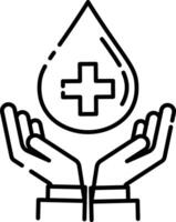 Made in UK Hygiene starts with clean hands symbolized by this water drop with a plus sign icon outline style. vector