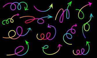 Arrows set in rainbow gradient colors for infographics, user interface, web design, presentations and creative modern digital projects. vector