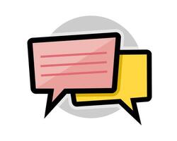 Chit chat icon. Talking speech bubbles symbol in color and monochrome version. vector