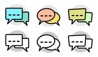 Chit chat icon set . Talking speech bubbles symbol in color and monochrome version. vector