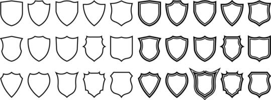 Diverse collection of shield shapes and emblems in modern minimalist design elements vector