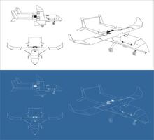 Set Modern UAV military drone isolated on transparent background vector