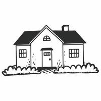 A black and white drawing of a house isolated on white background vector