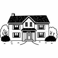 A black and white drawing of a house vector