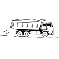 A drawing of a dump truck on a white background vector