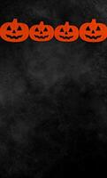 Vertical banner with pumpkins against dark mystery concrete background. Halloween flat lay with place for text. Card or invitation for october 31. photo