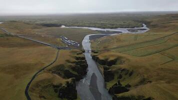 Drone View of Fjadrargljufur Canyon Filming Location Iceland video