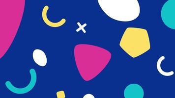Abstract shapes background on blue canvas. Vibrant illustration with moving shapes. Bold shapes and color palette create an eye catching experience. video