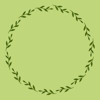 Flat Green Leaf Wreath Frame vector