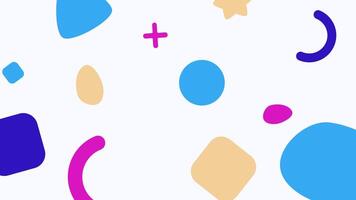 An eye catching abstract geometric composition background moving across the frame evoking a sense of playfulness and dynamic creativity. Geometric shapes interact harmoniously. video