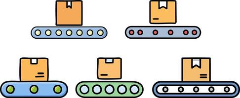 Conveyor Belt Icon Set with Cardboard Boxes Logistics and Package Delivery Illustration vector