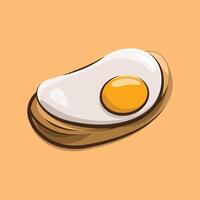 Perfect Sunny Side Up Egg with a Bread. Breakfast Cartoon Icon Illustration. vector