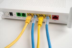 Ethernet cable with wireless router connect to internet photo
