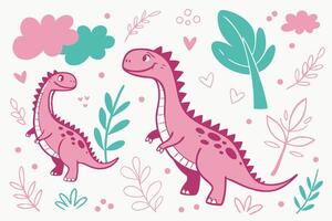 dinosaur pattern, pink and turquoise color scheme, fun and whimsical background vector