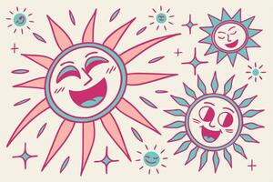 Sun pattern, pink and turquoise color scheme, fun and whimsical background vector