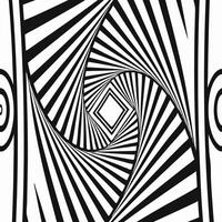 An optical illusion with black and white stripes forming a vortex towards a central diamond shape vector