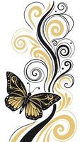 Swirling smoke patterns in vibrant black and gold hues vector