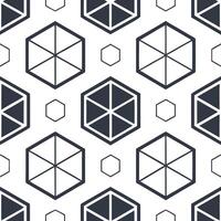 Seamless pattern of hexagons and triangles in a geometric arrangement, with a white background vector