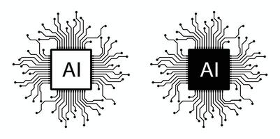 Two ai chips in black and white on a white background vector