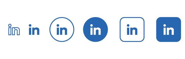 linkedin logo icons in blue and white for professional network use. editorial only. vector