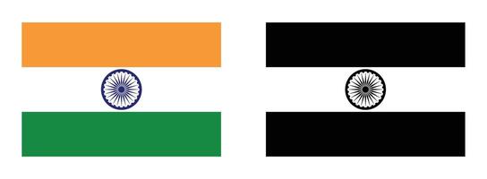 Indian flag in color and grayscale side by side illustration vector