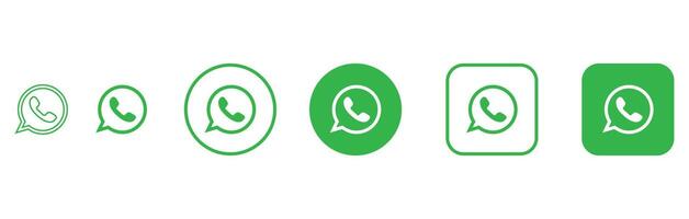 whatsapp logo set in editable stroke vector