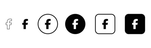 facebook logo icons in black and white with bold circular shapes vector