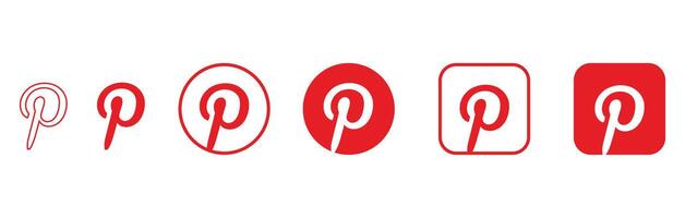 pinterest logo icon collection in red and white for creative platform branding vector