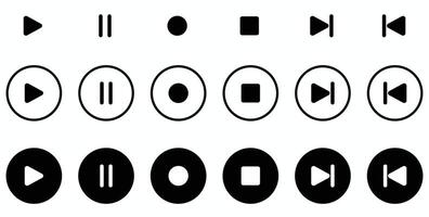 media control icons for play, pause, and navigation vector