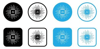 Various ai icon designs in black and blue color schemes vector