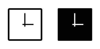 Two square clock icons one white and one black background vector