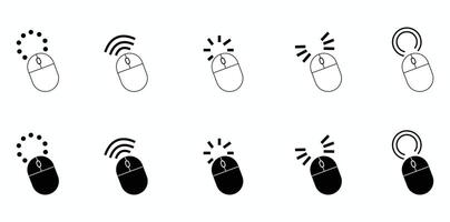 computer mouse icons in black and white vector
