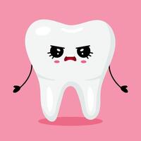 Cute Angry Tooth Character on Pink Background vector