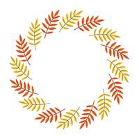 Flat Wreath with Orange and Yellow Rowan Leaves vector