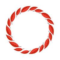 Wreath of Red Autumn Leaves in Circle Frame vector