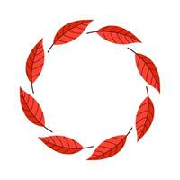 The Circular Arrangement of Beautiful Red Leaves That Define Autumns Essence and Charm vector