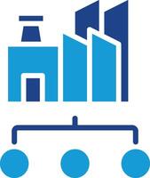 Icon for an industrial facility or company with a production process that produces some output or distribution. vector