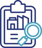 Single icon of a graphic document and a magnifying glass auditing in the process of verifying and validating financial reports or records. vector