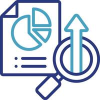 icon represents related to data analysis, market research, evaluation based on findings with the main goal of achieving growth vector