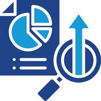 icon represents concepts related to data analysis, market research, evaluation based on findings with the main goal of achieving growth vector