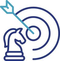 Single icon of the chess horse piece with the target and the right strategy arrow will lead to accurate and successful goal achievement vector