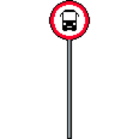 Pixel art Bus stop sign. Bus stop sign on a pole in 8-bit style png